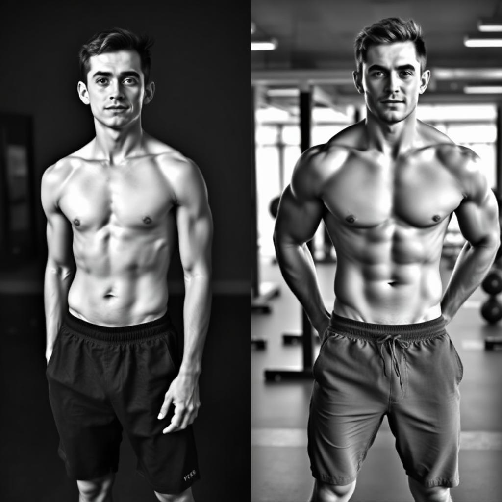 Elliot before and after, 6 Month Transformation